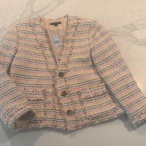 Ann Taylor Multicolor Tweed Blazer with Button Closure
